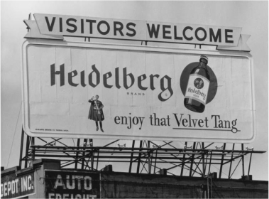 Historical photo of a Heidelberg billboard